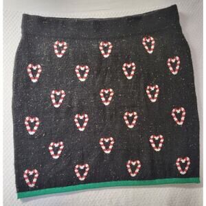 Celebrate Together Knit Skirt Sz 3X Acrylic Pull-on Christmas Candycane Hearts
